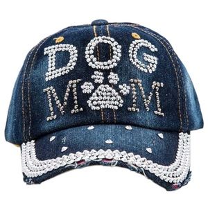 NWT DOG MOM Denim Adjustable Cap with BLING!!!